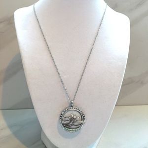Lotus Flower Aromatherapy Pendant Silver Necklace